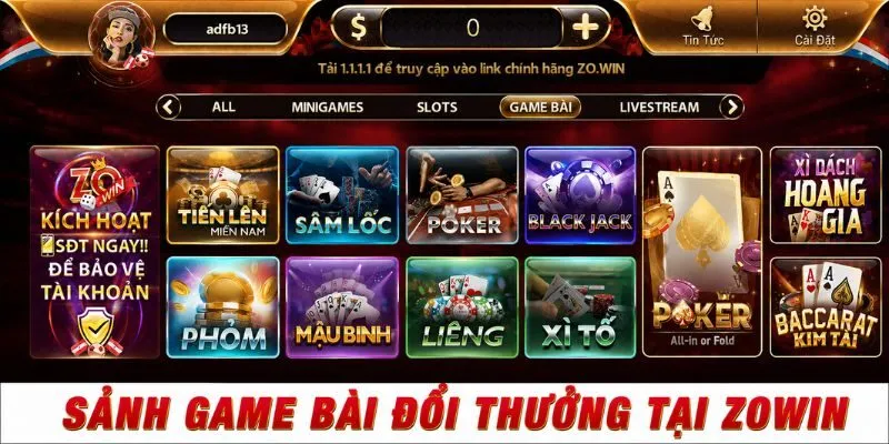 sanh game bai zowin